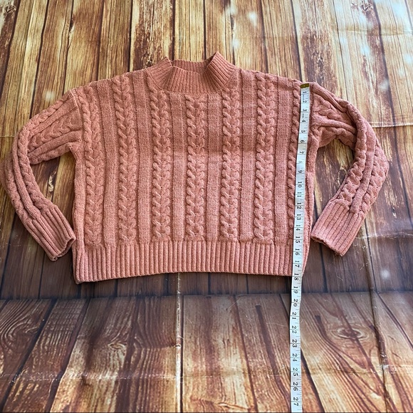 Hippie Rose Women’s Cable Knit Drop Shoulder Pink Sweater Small - Picture 11 of 11